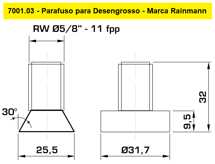 Parafuso para Desengrosso - Raimann - Cód. 7001.03